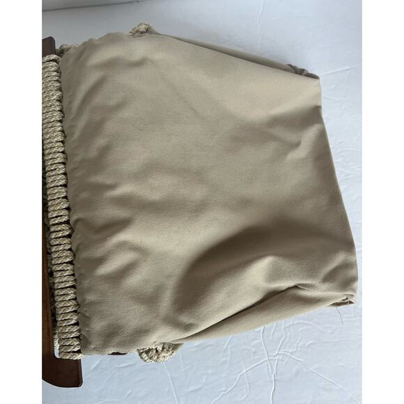 Handmade Ivory/Brown Boho Crochet Knit Macrame Beaded Wooden Handles Bag Purse - Picture 8 of 8